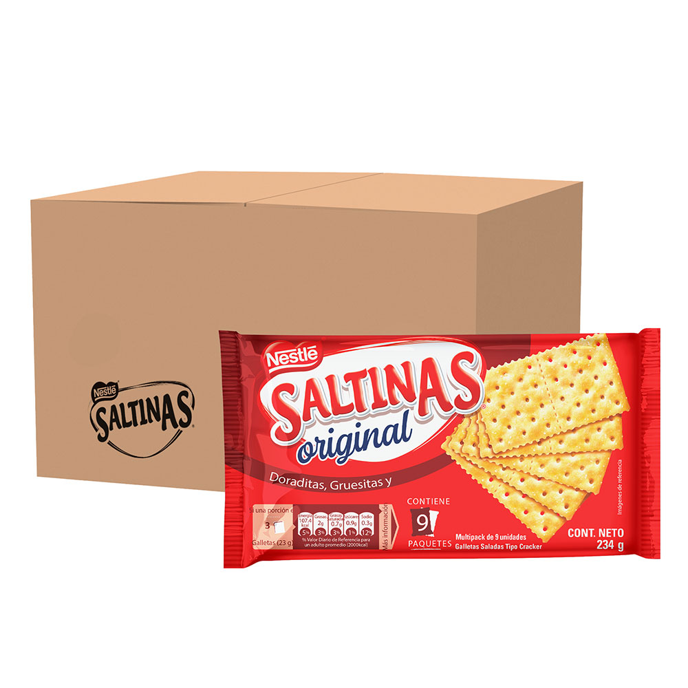 SALTINAS crackers Original flavour, Box of 24 multipacks of 9u.