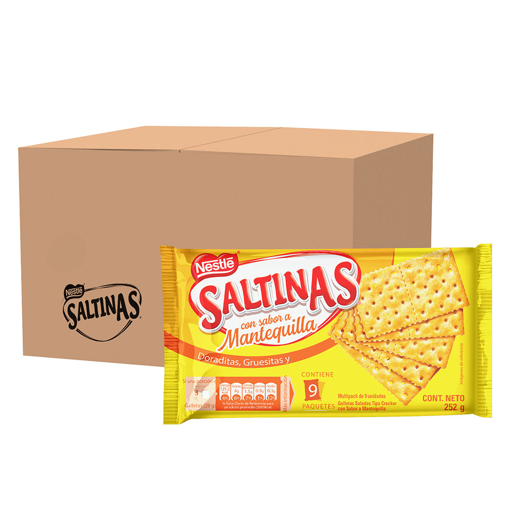 Galletas SALTINAS sabor Mantequilla, Caja de 24 multipacks de 9u