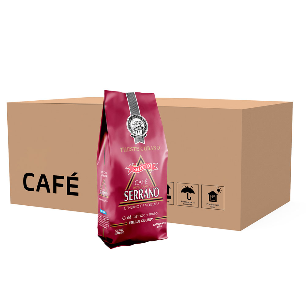 SERRANO coffee, roasted and ground Box of 24 units of 500g