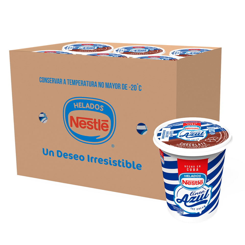 Helado Línea Azul, sabor Chocolate- caja x 12 potes de 450 ml