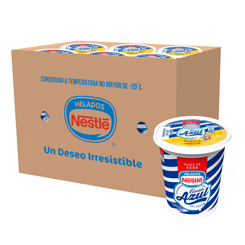 Helado Línea Azul, sabor Vainilla- caja x 12 potes de 450 ml