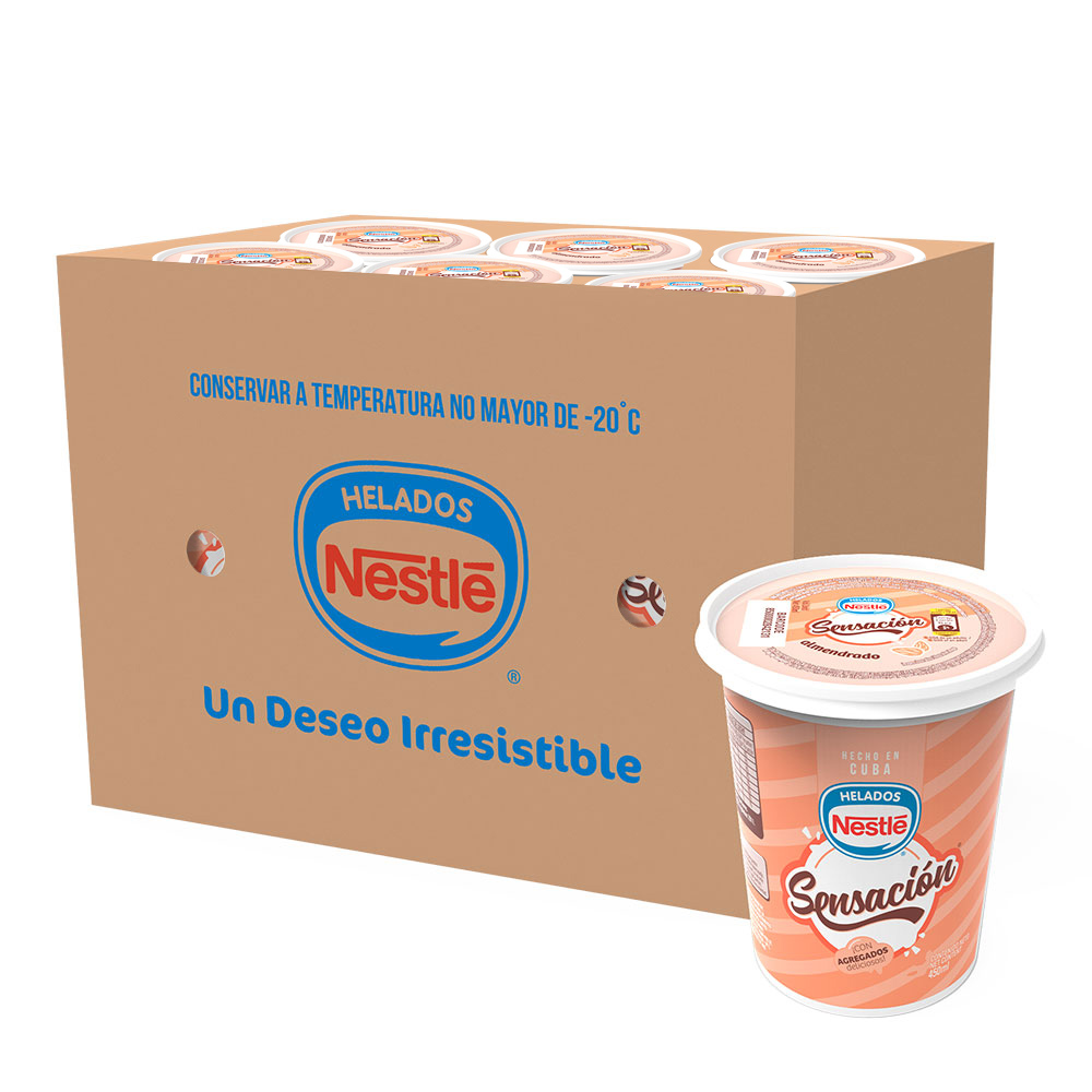 Sensación Ice Cream, Almond flavor - box x 12 450 ml pots