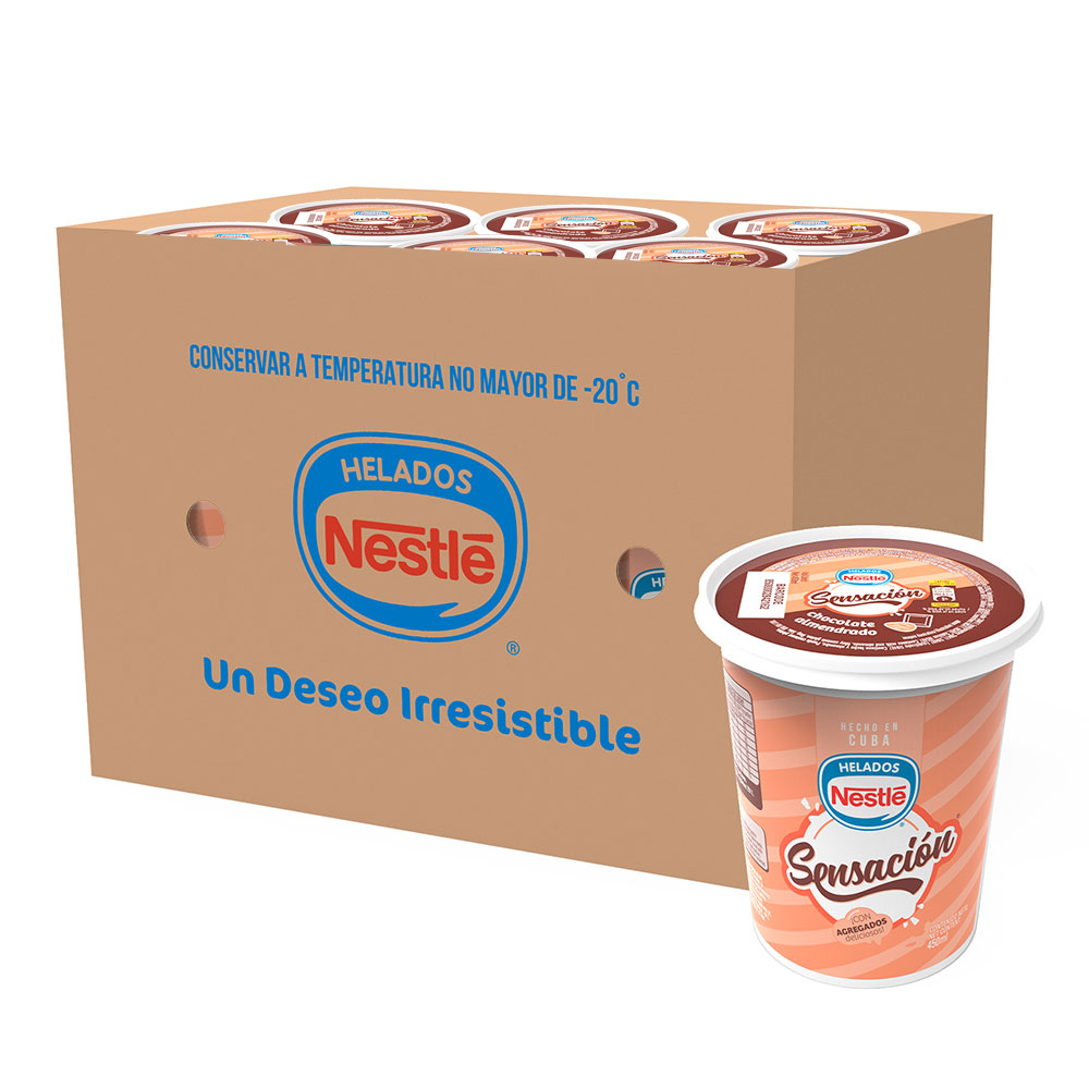 Helado Sensación, sabor Chocolate Almendrado- caja x 12 potes de 450 ml