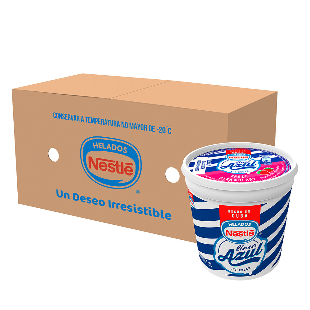 Línea Azul Ice Cream, Strawberry flavor – box x 2 1.8 Liter pots